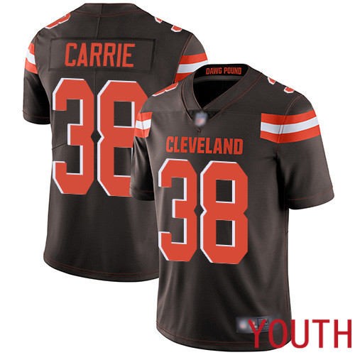 Cleveland Browns T J Carrie Youth Brown Limited Jersey 38 NFL Football Home Vapor Untouchable